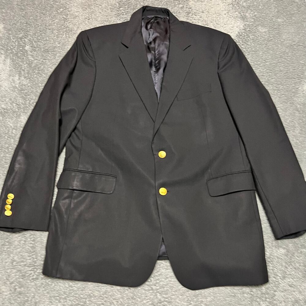 Brooks Brothers Blazer Mens 43R Brooksease Loro Piana Wool Gold Button Jacket